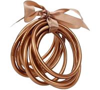 Tejesa 9pcs/set Mix Gold Bowknot Jelly Bangle Tibetan Buddha Girl Bracelet Color Mantra Buddhist Bracelet Friendship Bracelet For Women Old Rose Gold 50-52mm