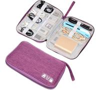 Tejesa Electronics Organizer Bag Waterproof Carrying Pouch Travel Bag Universal Cable Organizer Electronics Storage Bag Accessories Purple