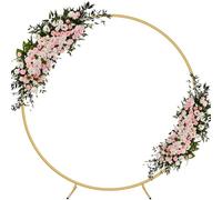 Tejesa Metal Balloon Arch Support Kit Outdoor Wedding Arch Circle Backdrop Decoration Birthday Party DIY Decor Stand Flower Decoration Gold 6.6ft
