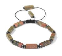 Tejesa Rectangle Shape Amethysts Bracelet Natural Stone Indian Agates Lapis Lazuli Adjustable Braided Bracelets For Women Men Jewelry Unakite