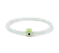 Tejesa Square Eye Bracelet Natural Stone 4mm Beads Elastic Bracelets for Women Men Turkish Evil Eye Lucky Protection Blessing Jewelry 19cm Green Aventurine