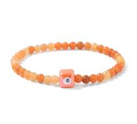 Tejesa Square Eye Bracelet Natural Stone 4mm Beads Elastic Bracelets for Women Men Turkish Evil Eye Lucky Protection Blessing Jewelry 17cm Aventurine