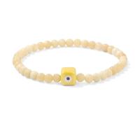 Tejesa Square Eye Bracelet Natural Stone 4mm Beads Elastic Bracelets for Women Men Turkish Evil Eye Lucky Protection Blessing Jewelry 21cm Old Topaz