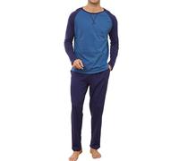 TeJoyce Mens Pyjamas Set 100% Cotton Long Sleeve and Pants 2 Piece PJ Set Soft Comfy Loungewear O-Nect Men's Nightwear with Pockets