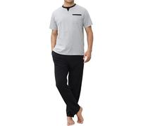 TeJoyce Mens Pyjamas Set Cotton Short Sleeve and Pants 2 Piece PJ Set Soft Comfy Loungewear Men's Nightwear Set with Pockets Grey
