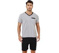 TeJoyce Mens Pyjamas Set Cotton Short Sleeve Pjs Loungewear Summer Pyjamas for Men Round Neck T-Shirt Men's Nightwear with Pockets Grey