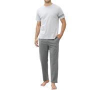 TeJoyce Mens Pyjamas Set Cotton Short Sleeve with Pants 2 Piece PJ Set Soft Comfy Loungewear O-Nect Men's Nightwear with Pockets Grey