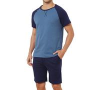 TeJoyce Mens Pyjamas Set Cotton Summer Short Sleeve Pjs Set for Men Top and Shorts PJ Sets Comfy Lightweight Loungewear Men's Sleepwear Set with Pockets