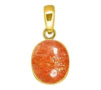 Tejvij And Sons 3 to 12.50 Degrees Celsius Sun Sitara Pendant Gemstone Oval Shape Certified by GLI for Uni, Gold plated crystal metal, Onyx