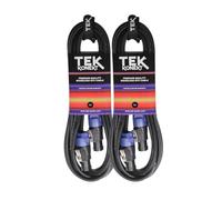 TEK audio Professional Speaker Cable 2x1.5mm - Rean Speakon Connectors, Oxygen-Free Copper (OFC), Durable PA System Cable for DJs, Live Sound & Studio (2 x 10m)