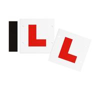 Tek Automotive 2 Pack L Plates - Multi-Fix Magnetic, Stick-On & Tie-On Options, Weatherproof, Durable, Official Legal Size Plates for Learner Drivers, Easy to Fit & Remove