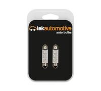 Tek Automotive 239 C5W RED LED Festoon Bulbs - 12V S8.5D 11x38mm 3-LED Interior and Number Plate Lighting Upgrade, Energy-Efficient, Long-Life, Vibration-Resistant - Twin Pack