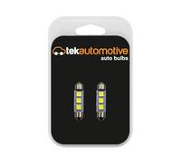 Tek Automotive 239 C5W WHITE LED Car Light Bulbs Festoon Number Plate Bulb LED Interior Car Lights 12V S8.5D 11x38mm 3-LED Car Bulbs - Twin Pack