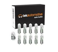 Tek Automotive 284 W2.3W Car Bulbs - 12V 2.3W T5 W2x4.6D Capless Lamps for High-Level Brake, Dashboard, Panel & Interior Lighting - Box of 10