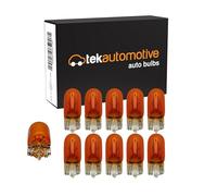 Tek Automotive 501 WY5W Amber Bulbs - 12V 5W 501A W2.1x9.5D Capless Lamps for Side Indicator & Repeater Lights - Box of 10