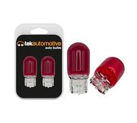 Tek Automotive 582 Red W21W 12V 21W Brake Light Bulbs - 382WR T20 W3x16d Capless - Rear Tail Light Fog Bulb - Twin Pack