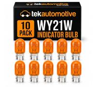 Tek Automotive 585 WY21W Indicator Bulb 12V 21W Amber -10 Pack | E-Marked Road Legal, 382WA, W3x16D