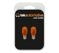 Tek Automotive 958 WY16W Amber Car Light Bulbs - Orange Indicator 12V 16W W2.1x9.5d Capless Replacement Lamps for Turn Signals and Side Repeaters - Twin Pack