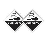 Tek Automotive Corrosive Sticker - Twin Pack, 10x10cm - Hazard Warning Sign for Vehicles & Workspaces - Gloss Permanent Vinyl - Durable Indoor & Outdoor Safety Label for Cars, Vans, Lorries & More