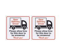 Tek Automotive Dear Delivery Driver, Please Allow Time For This Door To Be Answered Sticker | Twin Pack | 10x10cm | Waterproof Vinyl | Front Door & Window Use | Ideal For Elderly & Disabled Residents