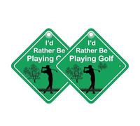 Tek Automotive I’d Rather Be Playing Golf Car Sign - Funny Car Accessories, Twin Pack, High Visibility, 14x14cm, Screen Printed Vinyl with Window Sucker - Perfect Golf Gifts for Him, Fun Car Accessory