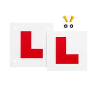 Tek Automotive Motorcycle L Plate Set - Includes 1 Rigid Rear Plate with Pre-Drilled Holes & Bolts and 1 Self Adhesive Front Sticker - Road Legal, Weatherproof, Durable Vinyl for CBT & Learner Riders