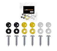Tek Automotive Number Plate Screws and Caps Kit - 12 Pcs | Black White Yellow Screw Caps with Self Tapping Screws