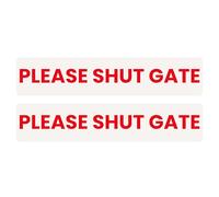 Tek Automotive Please Shut The Gate Stickers - Twin Pack, 21.6cm x 5.4cm - Gloss Permanent Vinyl, Weatherproof & Durable - Indoor & Outdoor Use, Strong Adhesive, Clear Reminder for Security & Safety