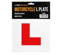 Tek Automotive Rigid Motorcycle L Plate UK Road Legal Learner Sign, 4 Pre-Drilled Mounting Holes, Weatherproof Flexible Plastic, Stays Flat for Motorbike Riders