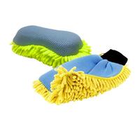 Tek Automotive Twin Pack 2-in-1 Microfibre Wash Mitt & Pad Set - Soft Noodle & Mesh Combo for Lifting Dirt, Grime & Bugs - Larger Size for Superior Car Cleaning