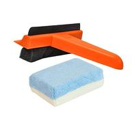 Tek Automotive Twin Pack Car Demister Pad & 3-in-1 Ice Scraper Squeegee Set - Windscreen De-Icer, Microfibre & Chamois Pad, Winter Car Kit