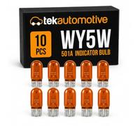 Tek Automotive WY5W Indicator Bulb Orange 501 Bulbs 12V 5W 501A 10 Pack | W2.1x9.5d Capless, Side Repeater Lamps, E Marked, Road Legal