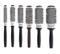 Tek Ceramik Antibacteric Ergonomic Round Hair Brushes 13mm-42mm - Set of 6 in Black/White Tek Black/White