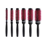 Tek Ceramik Antibateric Oxy Ergonomic Round Hair Brushes Full - Set Of 6 in Black/Pink