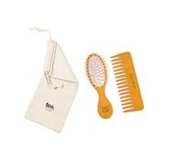 TEK - Handbag Kit: Small Oval Brush and Small Rado Orange Comb with Cotton Case Handmade in Italy