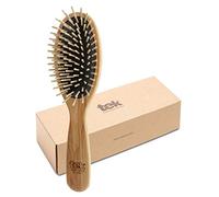 TEK - Large Oval Wooden Brush with Short Pins - Handmade in Italy with Sustainable and Vegan Materials - Safe for All Hair Types Wet or Dry - Gentle Detangler & Anti-Static Properties