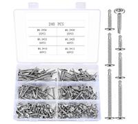 "Tek Self Tapping Screws - 240 Pcs, Modified Truss Head for Metal, Wafer Head Phillips Self Drilling Screws for Wood, Metal, Plastic"