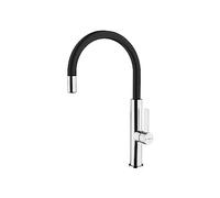 TEKA 116030023 Single Lever Mixer tap Model FOT 995 | Swivel spout and limescale Aerator | Flexible 3/8 inch Power Supply Hoses | Colour 24.3 x 22 cm, Chrome and Black