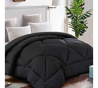 TEKAMON All Season King Comforter Winter Warm Summer Soft Quilted Down Alternative Duvet Insert Corner Tabs, Machine Washable Luxury Fluffy Reversible Collection for Hotel, Black