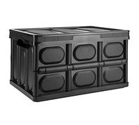 TekBox 30L Black Storage Box with Lid Folding Stackable 30 Litre Lidded Plastic Crate Tub Boxes (1)