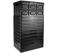 TekBox 30L Black Storage Box with Lid Folding Stackable 30 Litre Lidded Plastic Crate Tub Boxes (12)