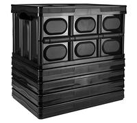 TekBox 30L Black Storage Box with Lid Folding Stackable 30 Litre Lidded Plastic Crate Tub Boxes (5)