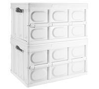 TekBox 30L White Storage Box with Lid Folding Stackable Crate Tub (2)