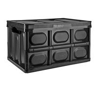 TekBox 56L Black Storage Box with Lid Folding Stackable 56 Litre Lidded Plastic Crate Tub Boxes (1)