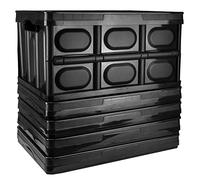 TekBox 56L Black Storage Box with Lid Folding Stackable 56 Litre Lidded Plastic Crate Tub Boxes (5)
