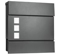 TekBox Mailbox Large Steel Wall-Mounted Parcel Post Letter Box with Keys (Large Square Mailbox)