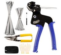 TEKCHIC Metal Cable Tie Kit - 200 Pcs Stainless Steel Cable Ties, Gun, Cutter, Remover, Gloves and Storage Bag