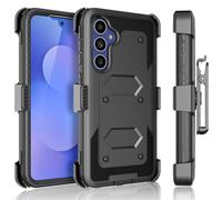 Tekcoo Holster Case For Samsung Galaxy S25 FE | S25 Fan Edition 5G | SM-S731 [Tshell] Shock Absorbing [Built-in Screen] [Kickstand Locking Belt] Carrying Secure Swivel Defender Full Body Cover [Black]