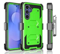 Tekcoo Holster Case For Samsung Galaxy S25 FE | S25 Fan Edition 5G | SM-S731 [Tshell] Shock Absorbing [Built-in Screen] [Kickstand Locking Belt] Carrying Secure Swivel Defender Full Body Cover [Green]