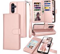 Tekcoo Wallet Case for Samsung Galaxy S25 FE / S25 Fan Edition 5G / SM-S731, Luxury Cash Credit Card Slots Holder Carrying Folio Flip PU Leather Cover [Detachable Magnetic Hard Case] - Rose Gold